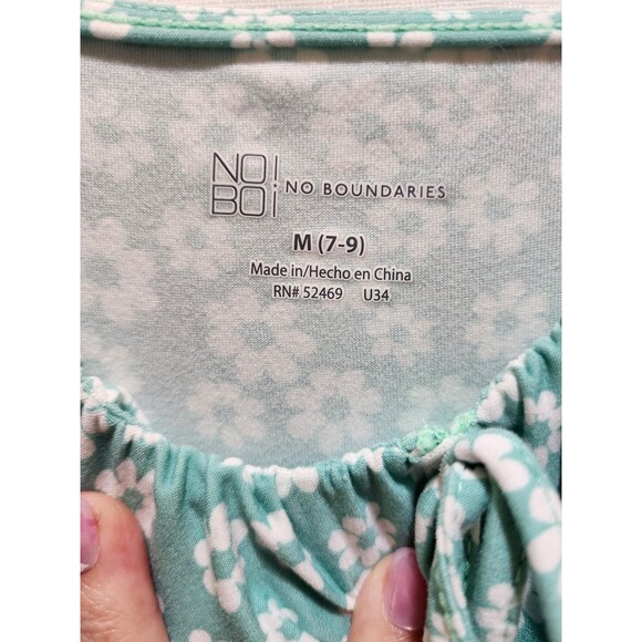No Boundaries Girls Medium 7-9 Mint Green Dress Babydoll Floral Cottage Prairie - Picture 8 of 16